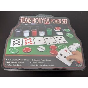 Cardinal Industries Deluxe Texas Hold 'Em Full Poker Set in Tin BNIB SEALED NEW